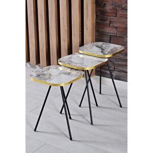 Orta Sehpa Ve Zigon Sehpa 34*34 Ayak Siyah Altın Efes Çok Renkli