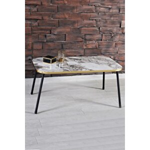 Orta Sehpa Ve Zigon Sehpa 34*34 Ayak Siyah Altın Efes