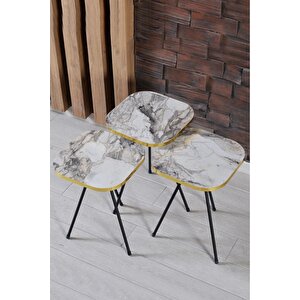 Orta Sehpa Ve Zigon Sehpa 34*34 Ayak Siyah Altın Efes