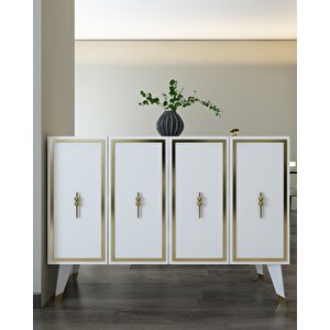 8172km-32dd Konsol,kahve Köşesi̇,ayakkabilik,ofi̇s Evrak Dolabi,mutfak Ki̇ler Dolabi,tv Üni̇tesi̇-BEYAZ-ALTIN Beyaz-Altın