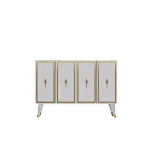 8172km-32dd Konsol,kahve Köşesi̇,ayakkabilik,ofi̇s Evrak Dolabi,mutfak Ki̇ler Dolabi,tv Üni̇tesi̇-BEYAZ-ALTIN