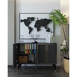 8172km-32dd Konsol,kahve Köşesi̇,ayakkabilik,ofi̇s Evrak Dolabi,mutfak Ki̇ler Dolabi,tv Üni̇tesi̇-ANTRASİT-ALTIN