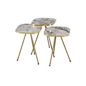 Zigon Sehpa 34*34 Altın Efes Beyaz Mermer