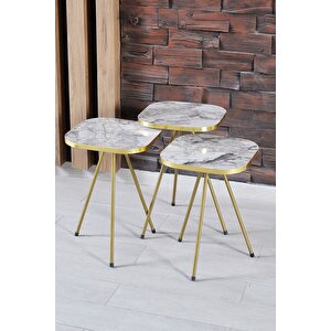 Zigon Sehpa 34*34 Altın Efes Beyaz Mermer