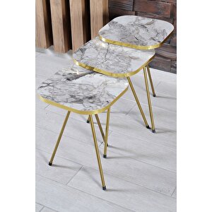 Zigon Sehpa 34*34 Altın Efes Beyaz Mermer