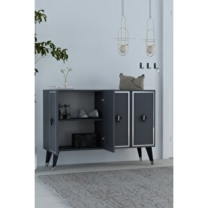 8176km-32 Dh Konsol,kahve Köşesi̇,ayakkabilik,ofi̇s Evrak Dolabi,mutfak Ki̇ler Dolabi,tv Üni̇tesi̇-ASG Antrasit Gümüş