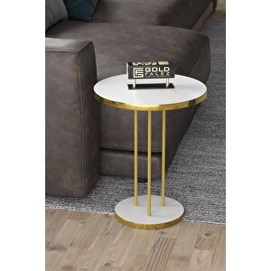 Orta Sehpa Ve Zigon Sehpa Terra Set Gold Beyaz