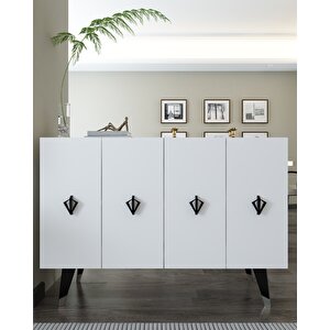 8166km-32dd Konsol,kahve Köşesi̇,ayakkabilik,ofi̇s Evrak Dolabi,mutfak Ki̇ler Dolabi,tv Üni̇tesi̇-BSG Beyaz-Gümüş