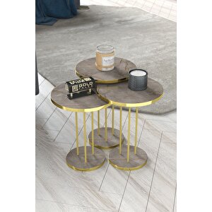 Orta Sehpa Ve Zigon Sehpa Terra Set Gold Gordion