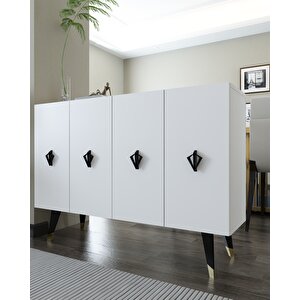 8166km-32dd Konsol,kahve Köşesi̇,ayakkabilik,ofi̇s Evrak Dolabi,mutfak Ki̇ler Dolabi,tv Üni̇tesi̇-BSA Beyaz-Altın