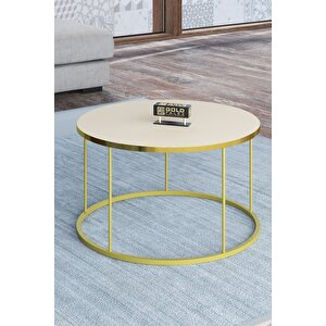 Orta Sehpa Ve Zigon Sehpa Terra Set Gold Krem Krem-Gold