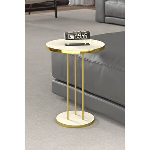 Orta Sehpa Ve Zigon Sehpa Terra Set Gold Krem