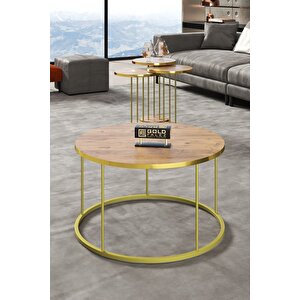 Orta Sehpa Ve Zigon Sehpa Terra Set Gold Ceviz Atlantik Çam