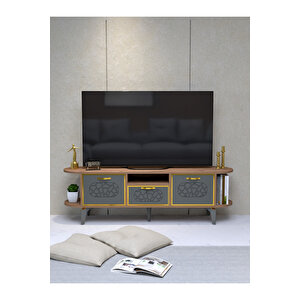 Tv Sehpası Mira 5030 Atlantik Gold 160 Cm 35 Cm 50 Cm Kahverengi