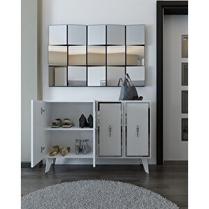 8172km-32 Dh Konsol,kahve Köşesi̇,ayakkabilik,ofi̇s Evrak Dolabi,mutfak Ki̇ler Dolabi,tv Üni̇tesi̇-BEYAZ-GÜMÜŞ