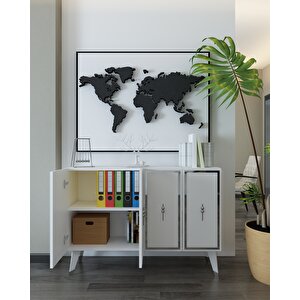 8172km-32 Dh Konsol,kahve Köşesi̇,ayakkabilik,ofi̇s Evrak Dolabi,mutfak Ki̇ler Dolabi,tv Üni̇tesi̇-BEYAZ-GÜMÜŞ