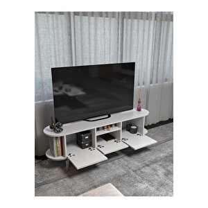 Tv Sehpası Mira Gümüş 5033 Beyaz 160 Cm 35 Cm 50 Cm