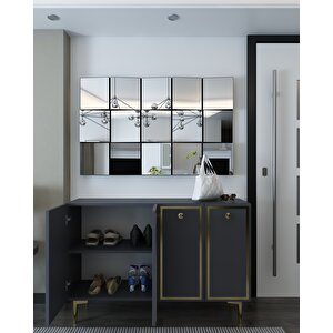 8161km-1dh Konsol,kahve Köşesi̇,ayakkabilik,ofi̇s Evrak Dolabi,mutfak Ki̇ler Dolabi,tv Üni̇tesi̇-ANTRASİT-ALTIN