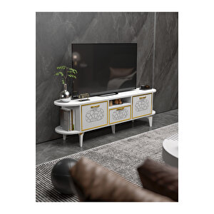 Tv Sehpası Mira Gold 5032 Beyaz 160 Cm 35 Cm 50 Cm Beyaz