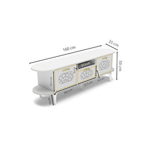 Tv Sehpası Mira Gold 5032 Beyaz 160 Cm 35 Cm 50 Cm Beyaz
