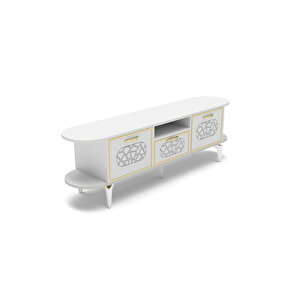 Tv Sehpası Mira Gold 5032 Beyaz 160 Cm 35 Cm 50 Cm