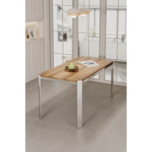 Nexa Demir Metal Ayaklı 70x120 Sabit Masa Yemek Odası Takımı, Mutfak Takımı 4 Adet Sandalye Cappuccino