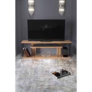 Tv Sehpası Tv Ünitesi Raflı 140 Cm Gzd Plus Atlantik Çam Atlantik Çam