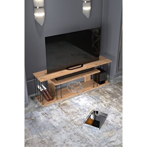 Tv Sehpası Tv Ünitesi Raflı 140 Cm Gzd Plus Atlantik Çam Atlantik Çam