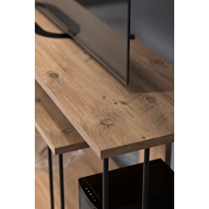 Tv Sehpası Tv Ünitesi Raflı 140 Cm Gzd Plus Atlantik Çam