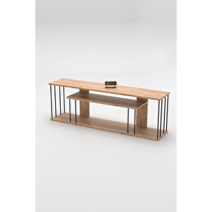 Tv Sehpası Tv Ünitesi Raflı 140 Cm Gzd Plus Atlantik Çam
