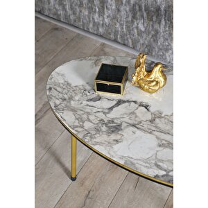 Orta Sehpa Elips Çift Gold Ceviz Tel Ayak Ceviz