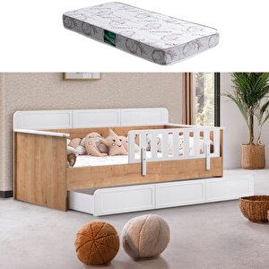 Yavrulu Karyola, Mira Yavrulu Montessori Karyola - Beyaz + 1 Adet Comfort Yatak