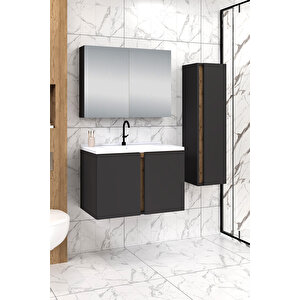 %100 Mdf - 80 Cm Lavina Banyo Dolabı + 30 Cm Lavina Boy Dolabı
