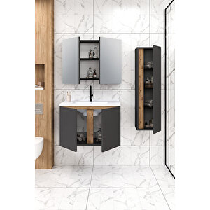 %100 Mdf - 80 Cm Lavina Banyo Dolabı + 30 Cm Lavina Boy Dolabı