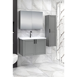 %100 Mdf - 80 Cm Riva Banyo Dolabı + 30 Cm Riva Boy Dolabı