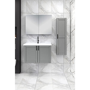 %100 Mdf - 80 Cm Riva Banyo Dolabı + 30 Cm Riva Boy Dolabı