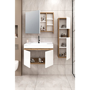%100 Mdf - 80 Cm Saura Banyo Dolabı + 30 Cm Saura Boy Dolabı