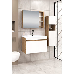 %100 Mdf - 80 Cm Saura Banyo Dolabı + 30 Cm Saura Boy Dolabı