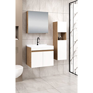 %100 Mdf - 65 Cm Saura Banyo Dolabı + 30 Cm Saura Boy Dolabı