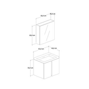 %100 Mdf - 65 Cm Lavina Banyo Dolabı