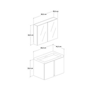 %100 Mdf - 80 Cm Lavina Banyo Dolabı