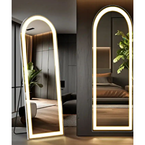 Dokun Led Işıklı Boy Aynası Ceviz