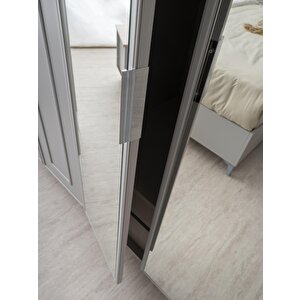 Yakamoz 6 Kapaklı Aynalı Elbise Dolabı Gardrop 253x64x213