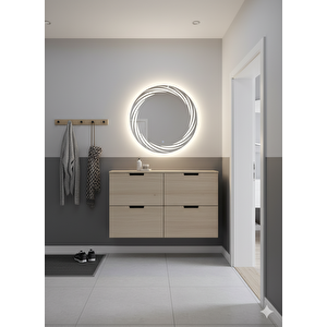 Dokunmatik Ledli Spiral  Desen Ayna  70 Çap