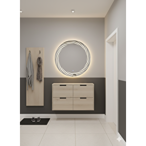 Dokunmatik Ledli Spiral  Desen Ayna  70 Çap