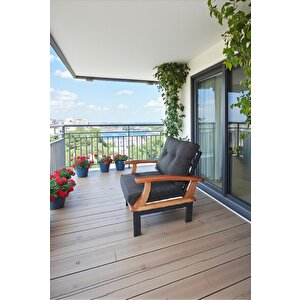 Akdeniz Masif Gürgen Ahşap Ve Metal Bahçe Balkon Koltuk Takımı 3+1+1+masa