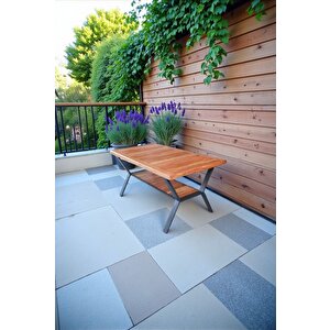 Akdeniz Masif Gürgen Ahşap Ve Metal Bahçe Balkon Koltuk Takımı 3+1+1+masa