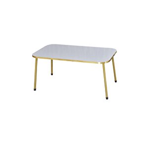 Orta Sehpa Beyaz Kr Gold Metal Ayak Gold