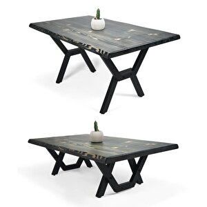 Doğal Ağaç Masif Hibrit Kütük Yemek Masası Ve Sehpa 75cm X 115cm