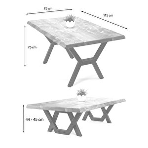 Doğal Ağaç Masif Hibrit Kütük Yemek Masası Ve Sehpa 75cm X 115cm